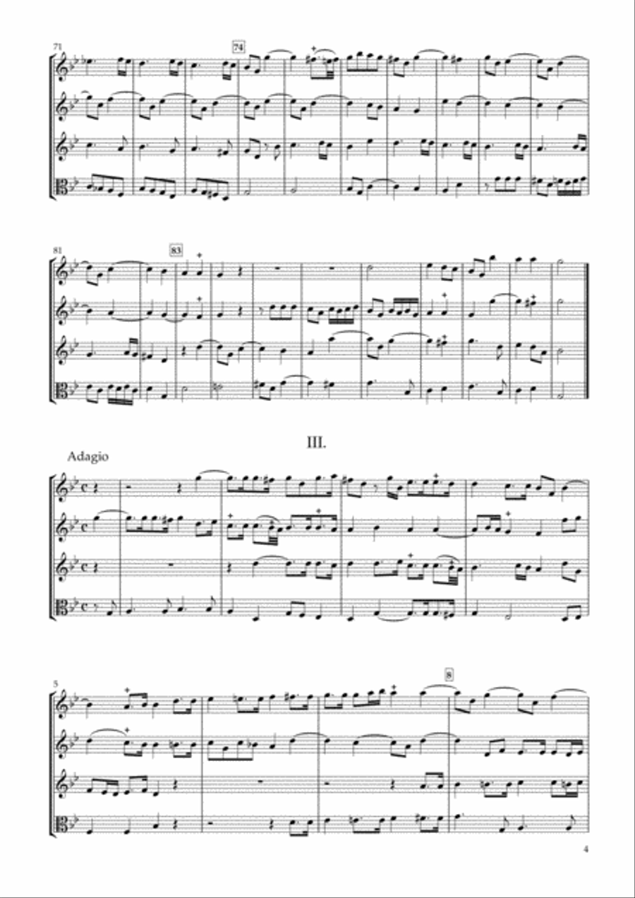 Sonata Op.34-1 for Three Violins & Viola String Duet scores gallery preview page 4