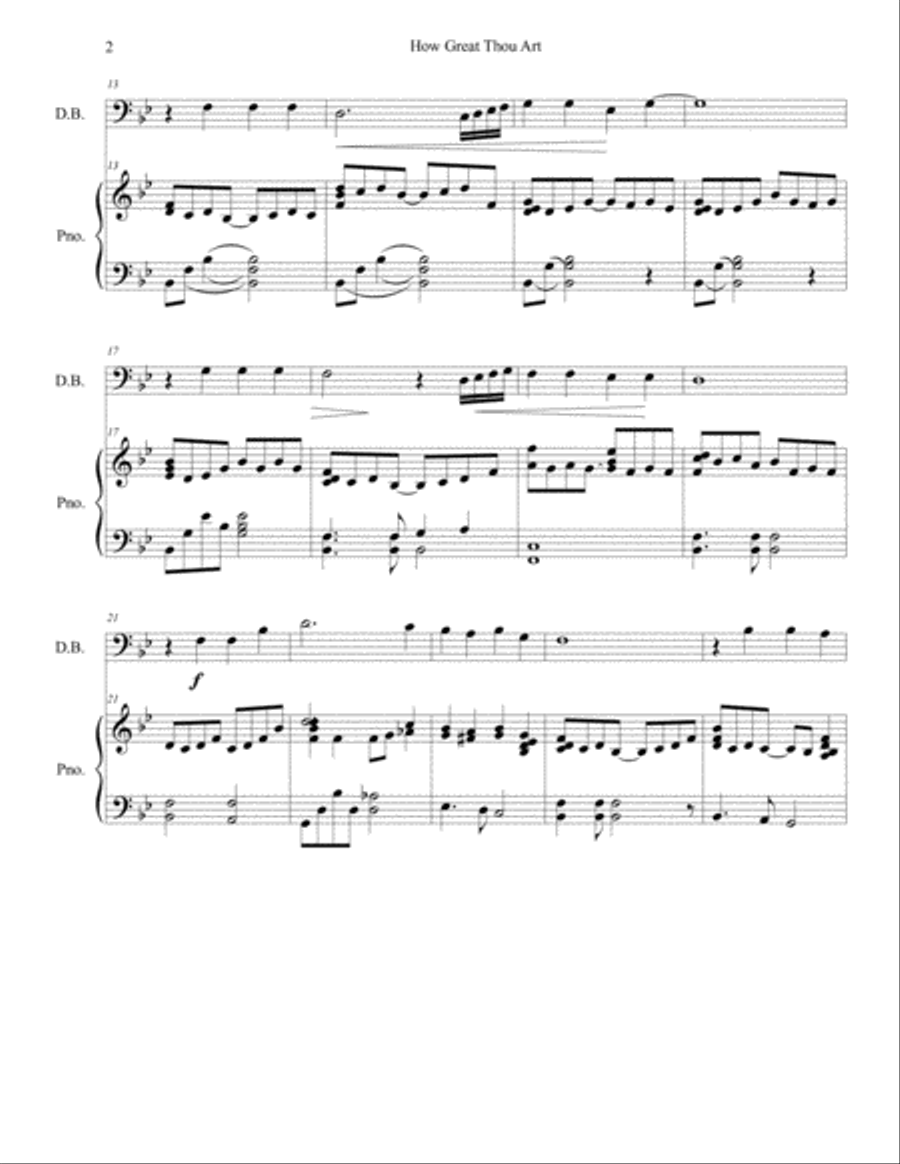 How Great Thou Art for Double Bass and Piano Double Bass scores gallery preview page 2