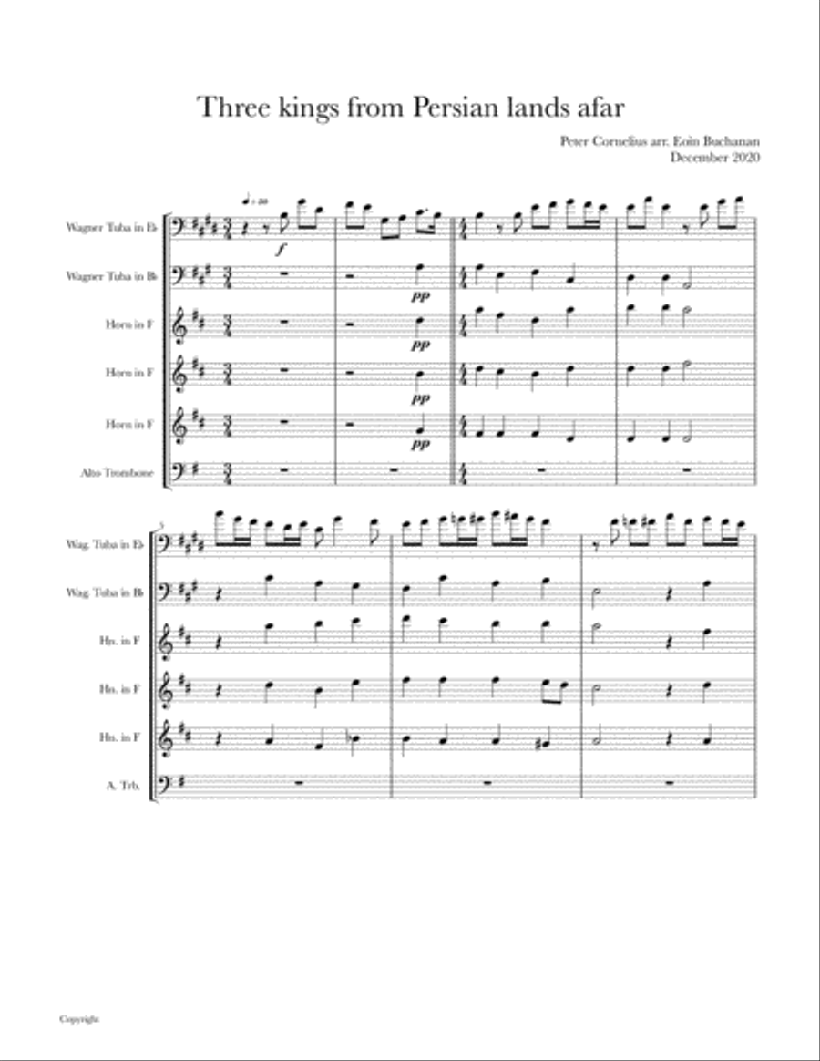 Three kings from Persian lands afar Brass Ensemble scores gallery preview page 1