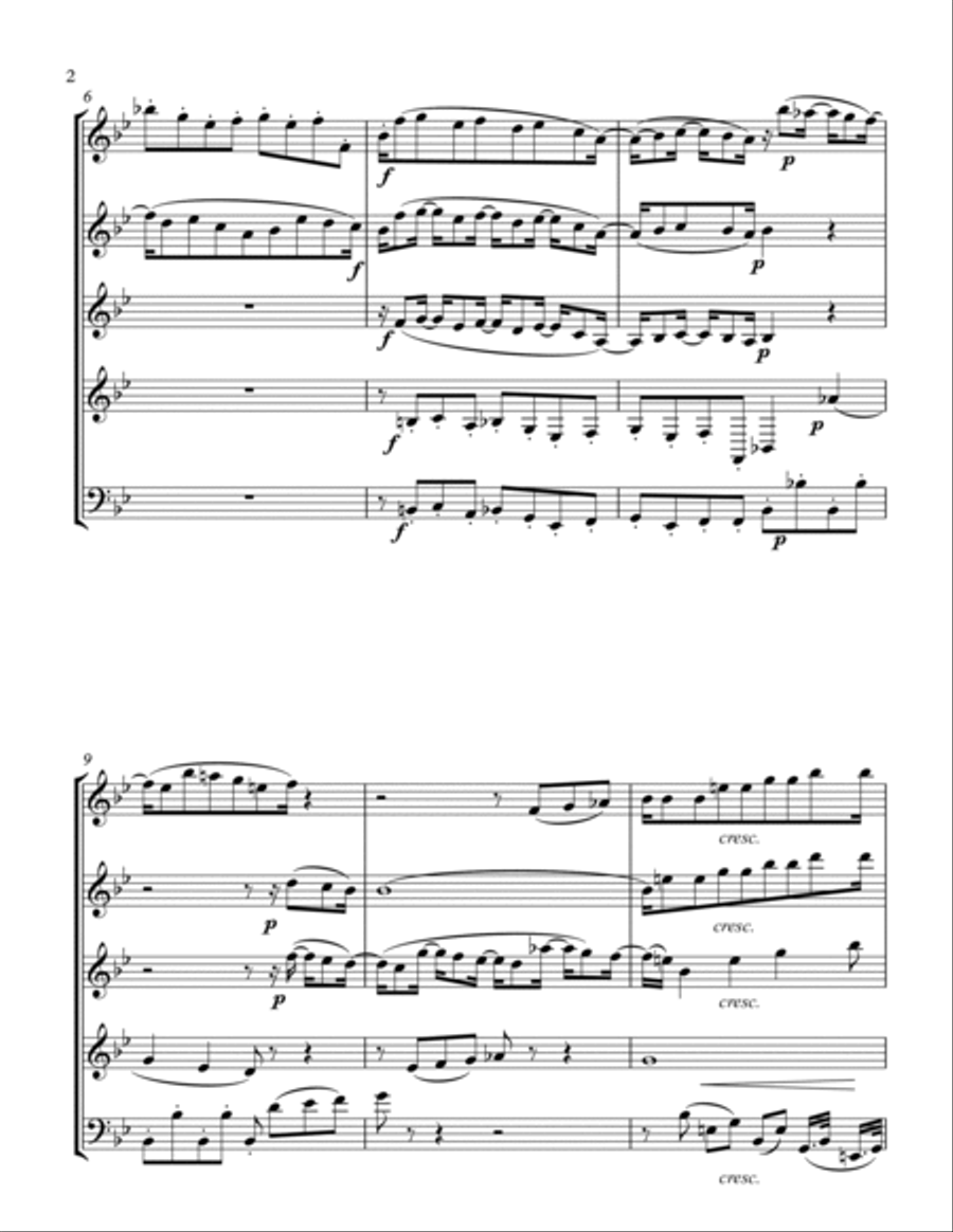 Mozart: Serenade in Bb Major, K. 361 (Gran Partita) for Wind Quintet Mvmt. 1 (Largo/Allegro) Woodwind Quintet scores gallery preview page 2
