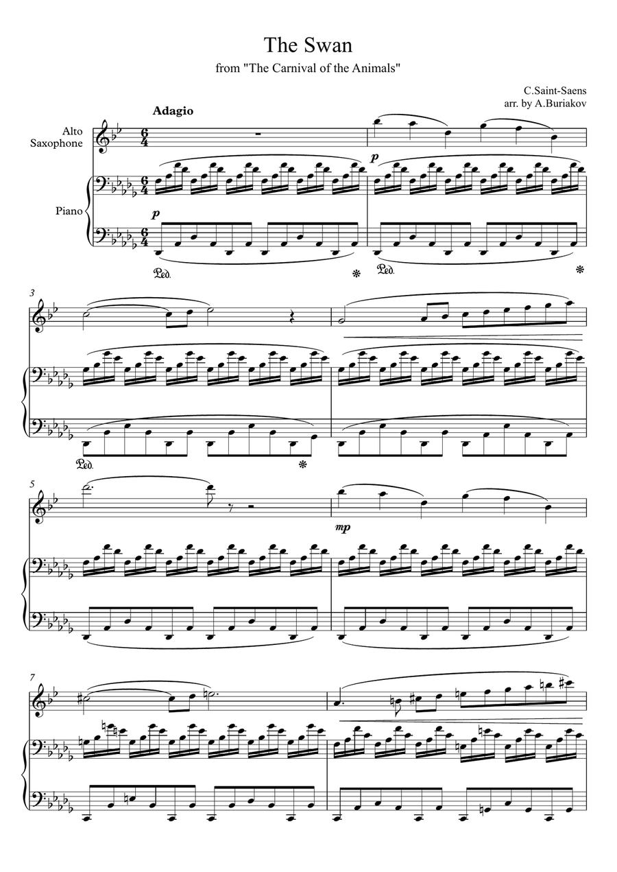 The Swan (alto saxophone) Alto Saxophone scores gallery preview page 2