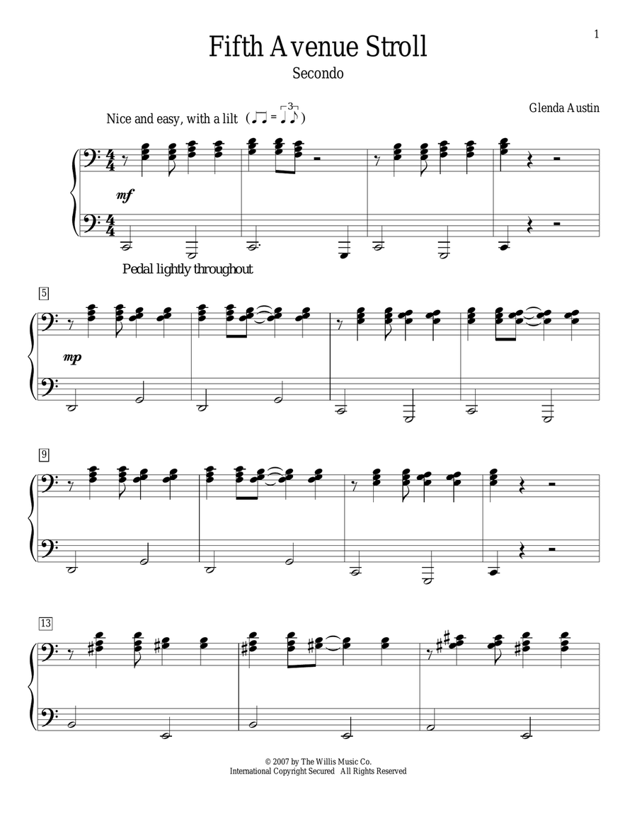 Fifth Avenue Stroll Fifth Avenue Stroll Piano Duet scores gallery preview page 1