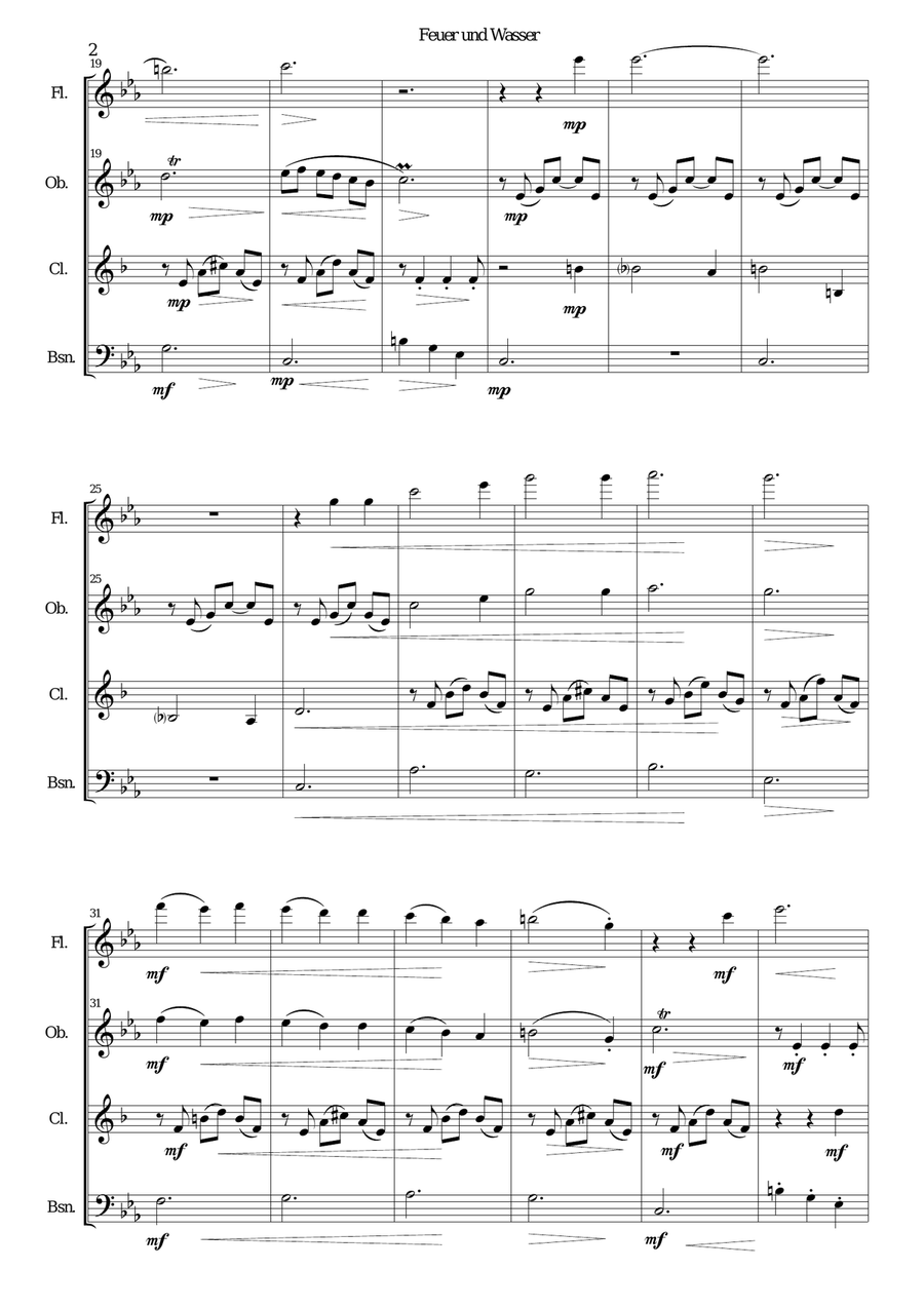 Feuer und Wasser (Fire and Water) for wind quartet Woodwind Quartet scores gallery preview page 2