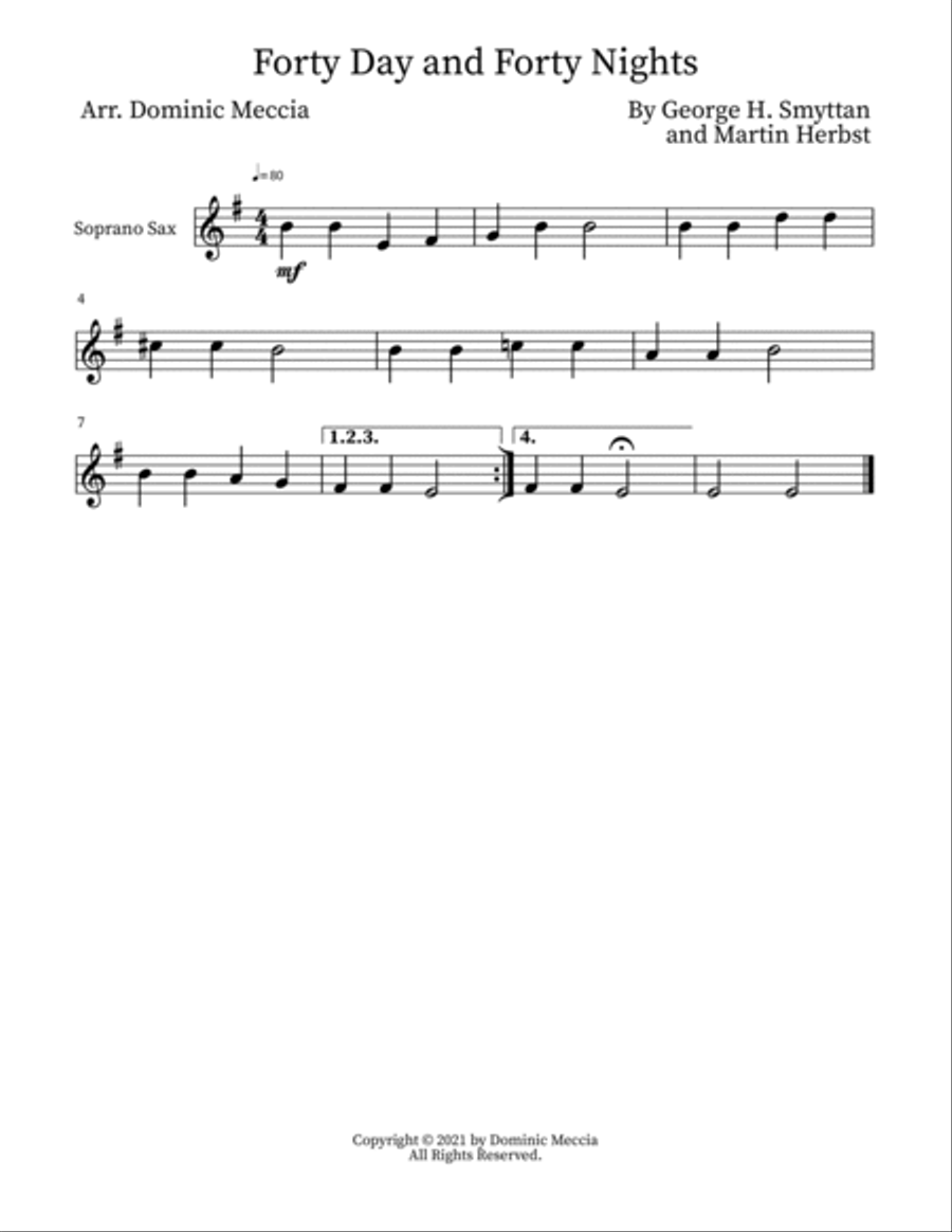 Forty Day and Forty Nights Saxophone Quartet scores gallery preview page 2