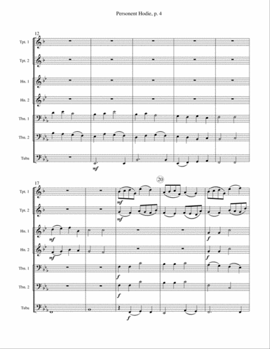 Chorale Prelude on Personent Hodie - Brass Septet Brass Ensemble scores gallery preview page 4