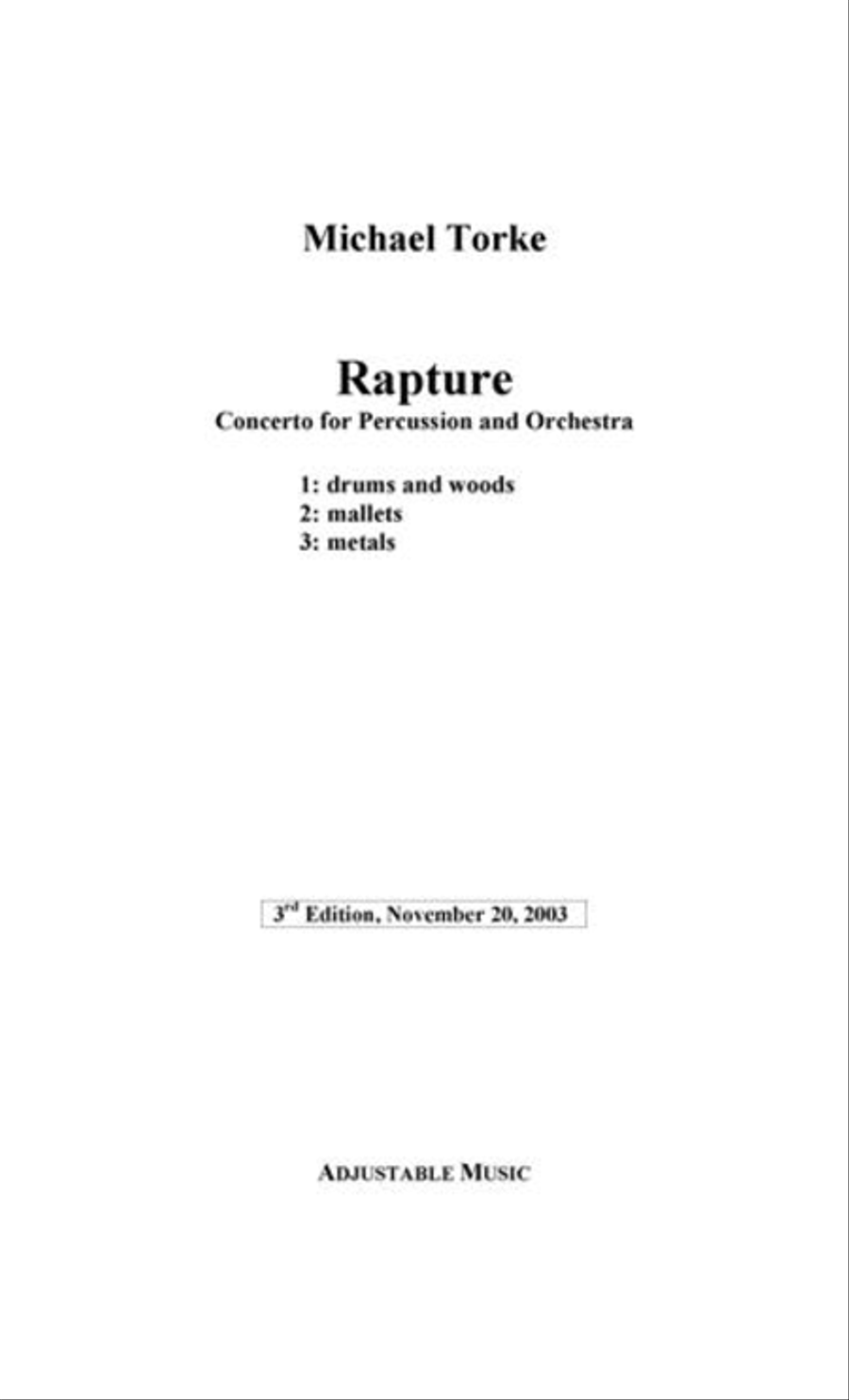Rapture (orchestra version) (study score) Orchestra scores gallery preview page 1