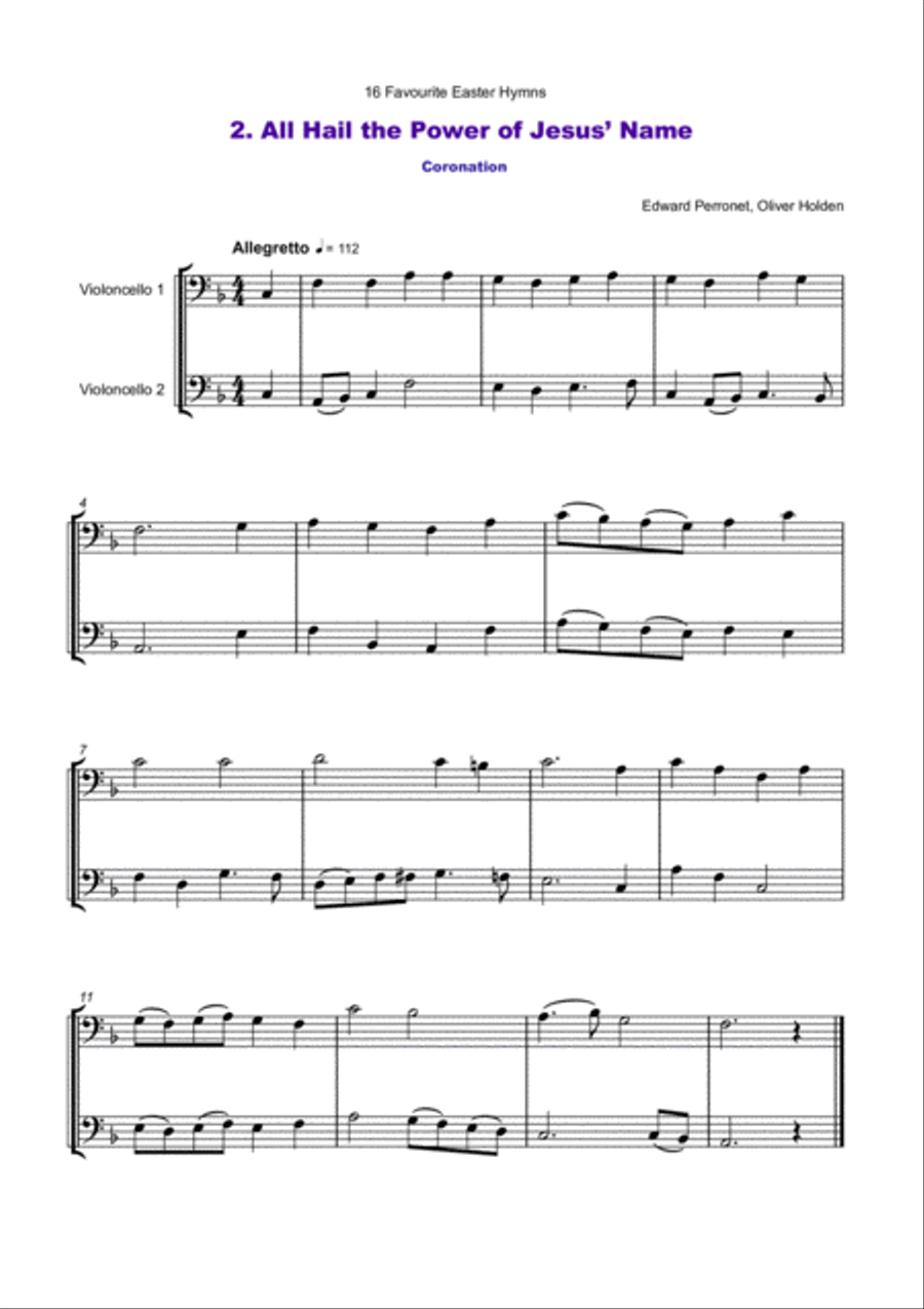 16 Favourite Easter Hymns for Cello Duet String Duet scores gallery preview page 3