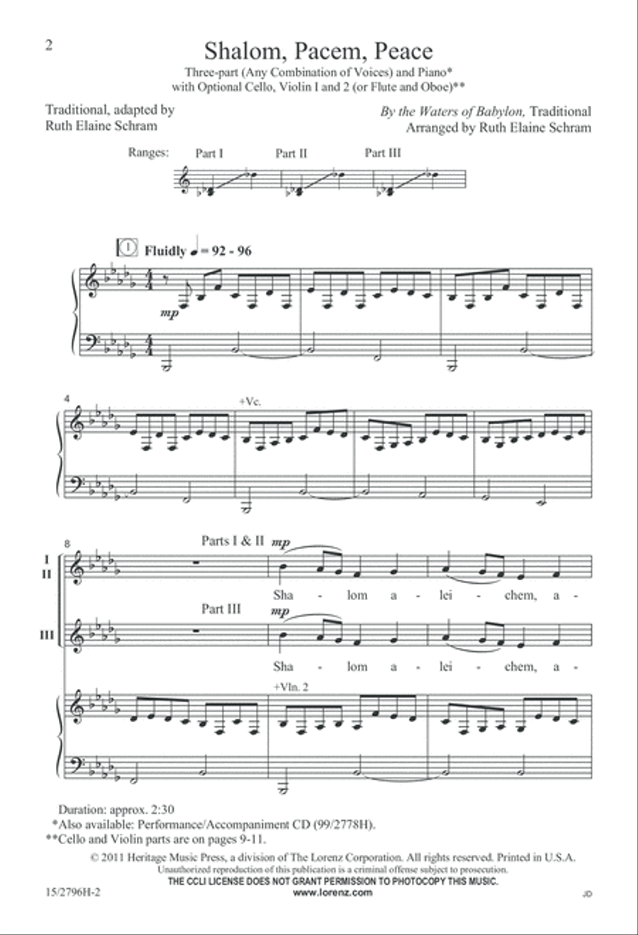 Shalom, Pacem, Peace Shalom, Pacem, Peace 3-Part scores gallery preview page 3