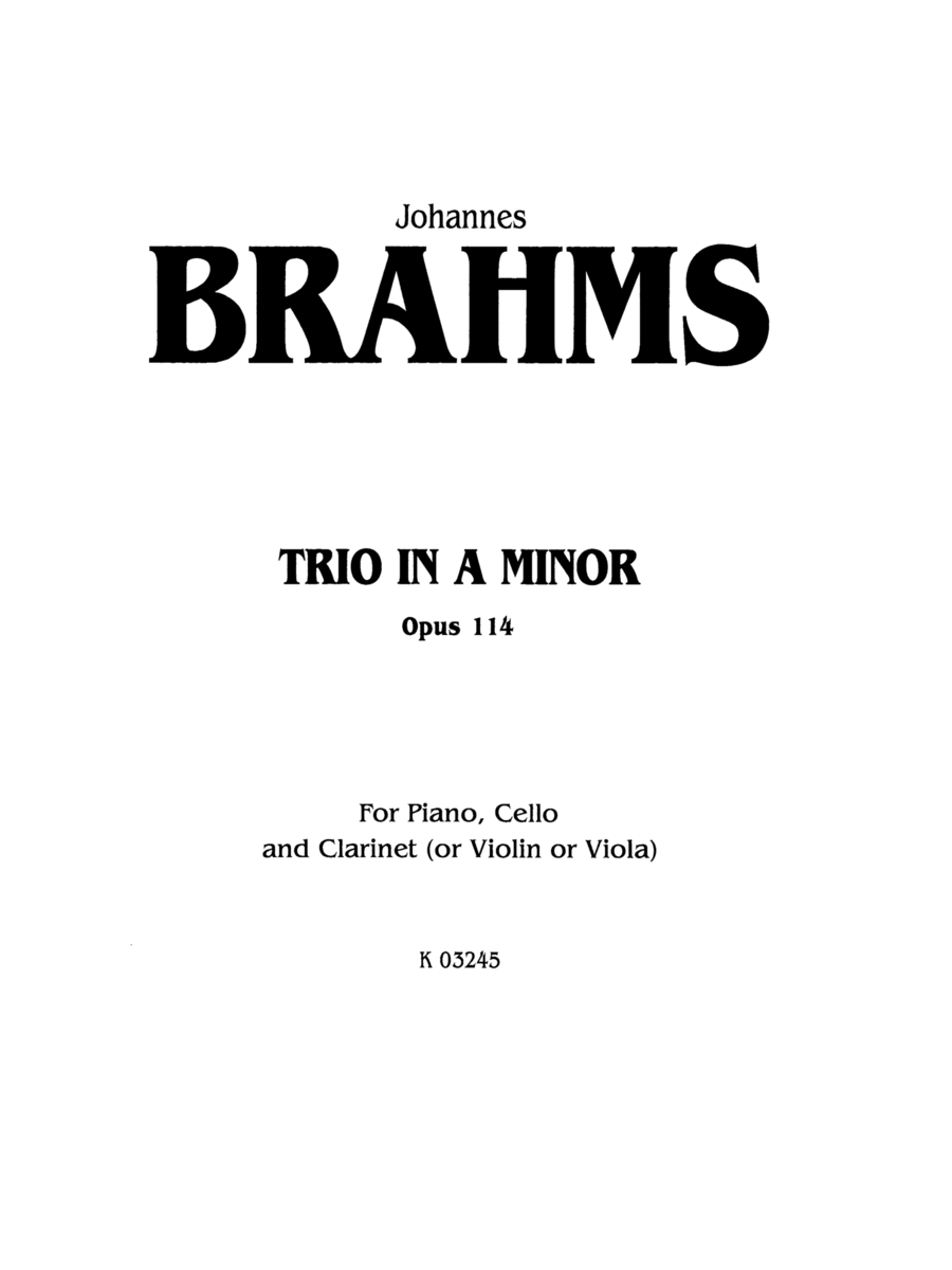 Brahms: Trio in A Minor, Op. 114 Part scores gallery preview page 1