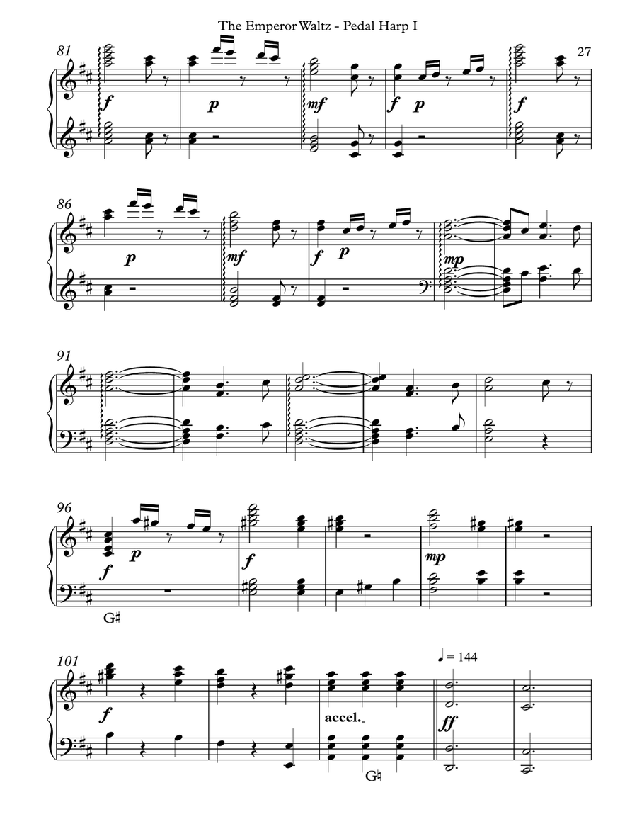 The Emperor Waltz, Pedal Harp I Pedal Harp scores gallery preview page 5