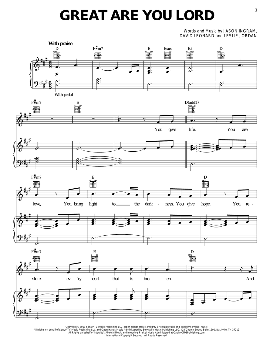 Great Are You Lord Guitar scores gallery preview page 1