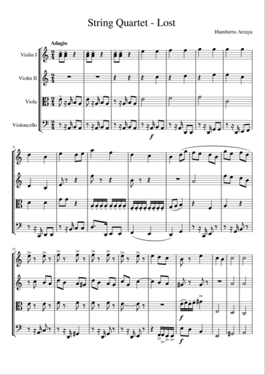 String Quartet (Lost) String Quartet scores gallery preview page 1