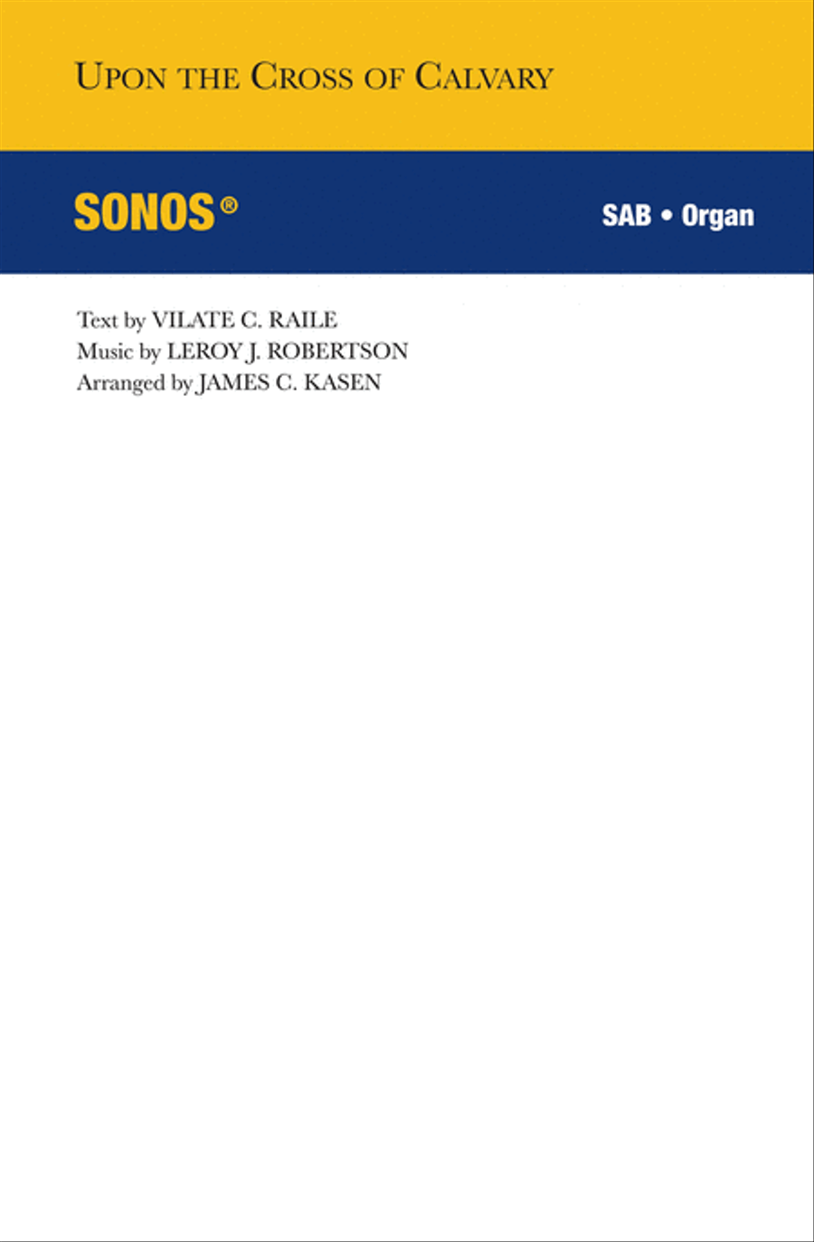 Upon The Cross of Calvary - SAB 3-Part scores gallery preview page 1
