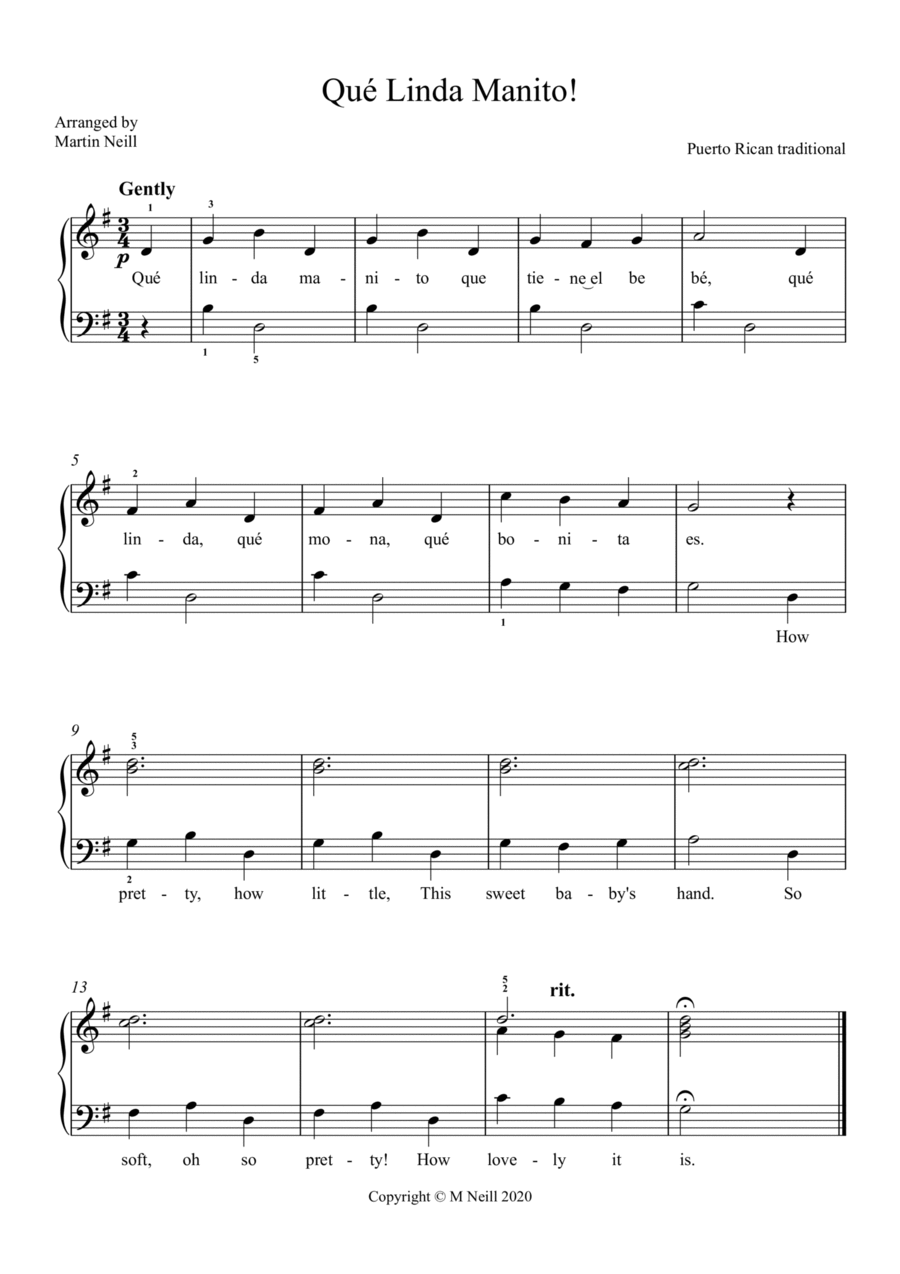 Qué Linda Manito! Easy Piano scores gallery preview page 1