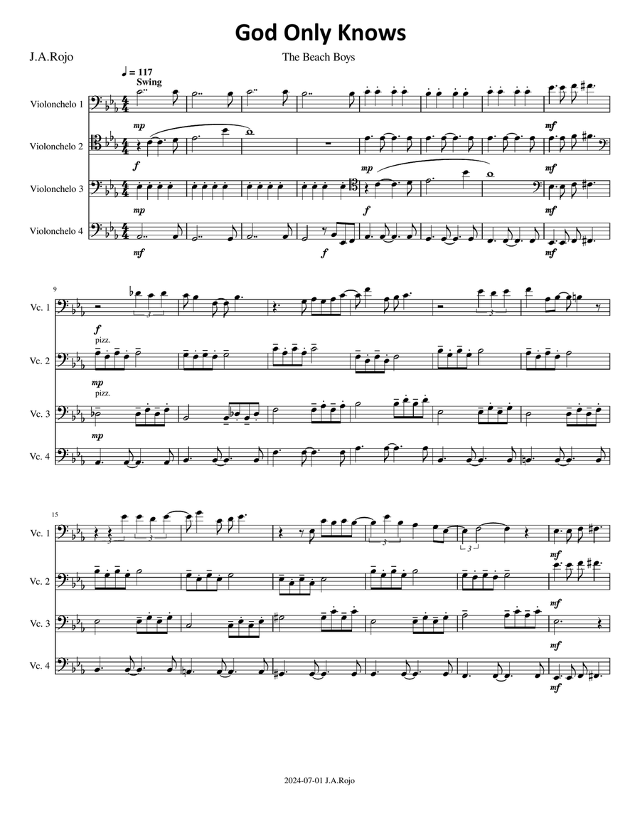 God Only Knows God Only Knows String Quartet scores gallery preview page 1
