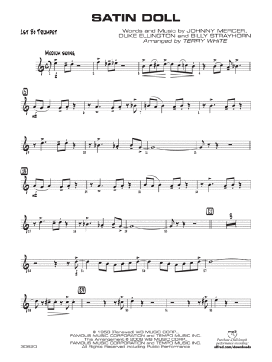 Satin Doll: 1st B-flat Trumpet Jazz Ensemble scores gallery preview page 1