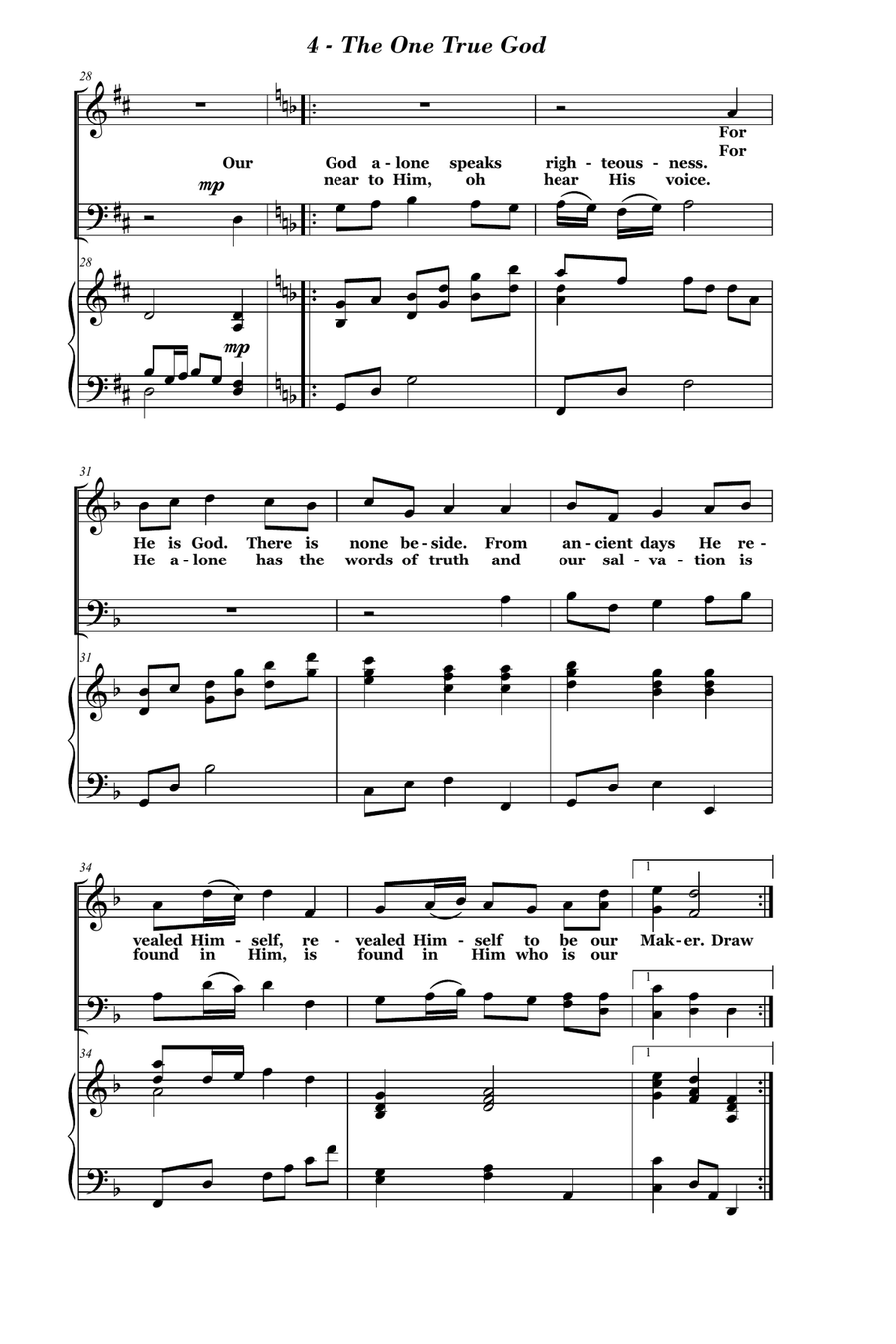 The One True God 4-Part scores gallery preview page 4