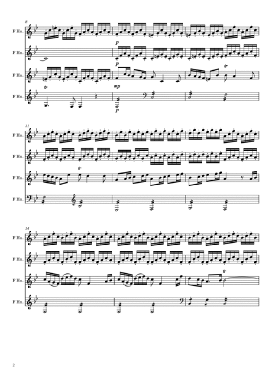 Antonio Vivaldi's Four Seasons, Winter, 2nd Movement (Largo) for Horn Quartet French Horn Quartet scores gallery preview page 2