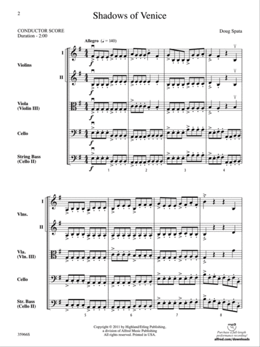 Shadows of Venice String Orchestra scores gallery preview page 2