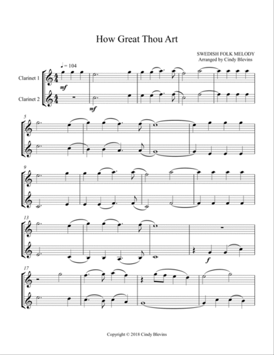 How Great Thou Art, for Clarinet Duet Clarinet Duet scores gallery preview page 2