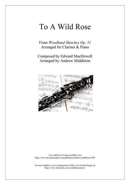 To A Wild Rose arranged for Clarinet and Piano image number null