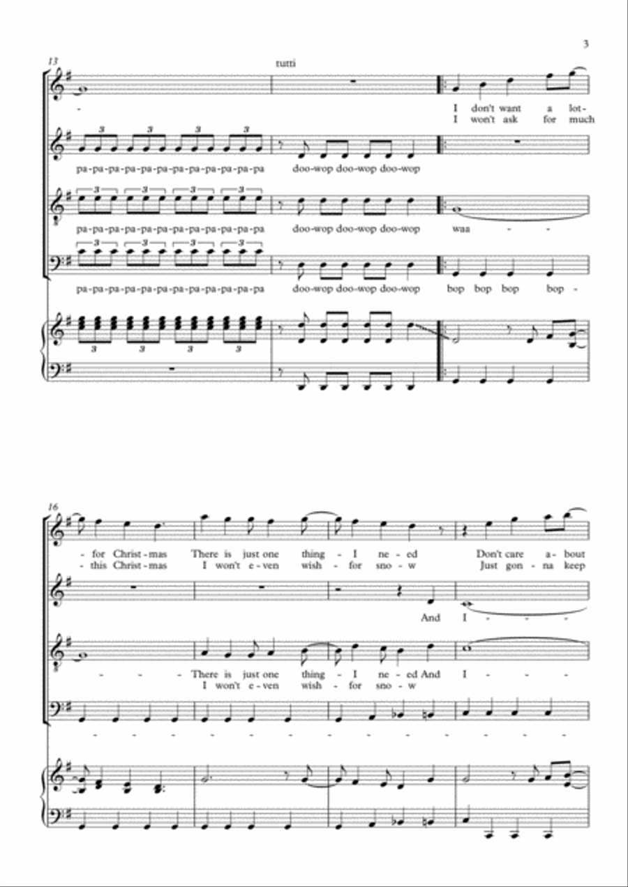 All I Want For Christmas Is You 4-Part scores gallery preview page 3