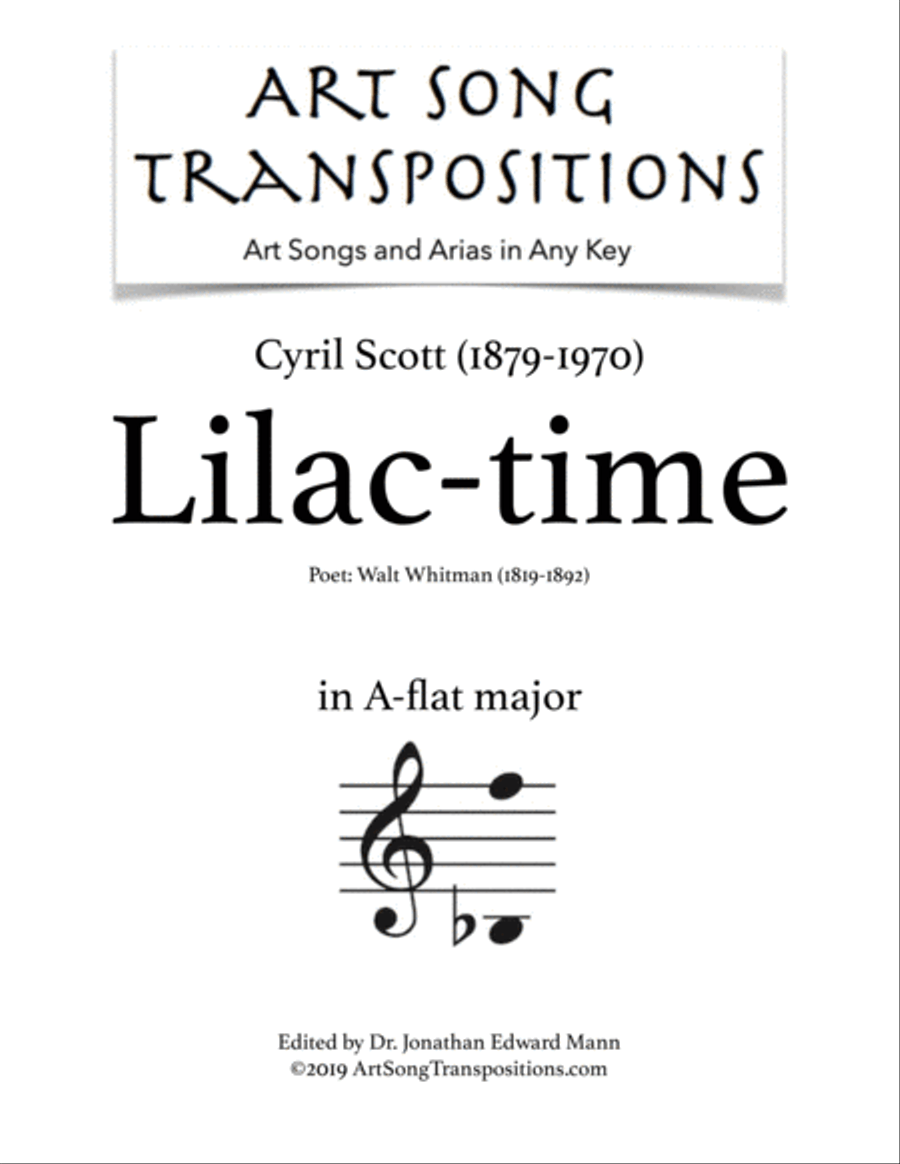 SCOTT: Lilac-time (transposed to A-flat major) Voice scores gallery preview page 1