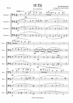 Pie Jesu from Faure's Requiem for trombone quartet