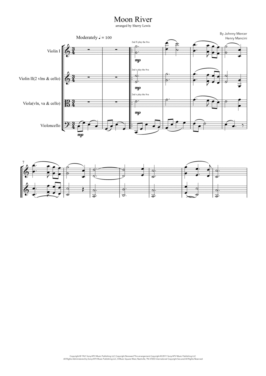 Moon River String Trio scores gallery preview page 1