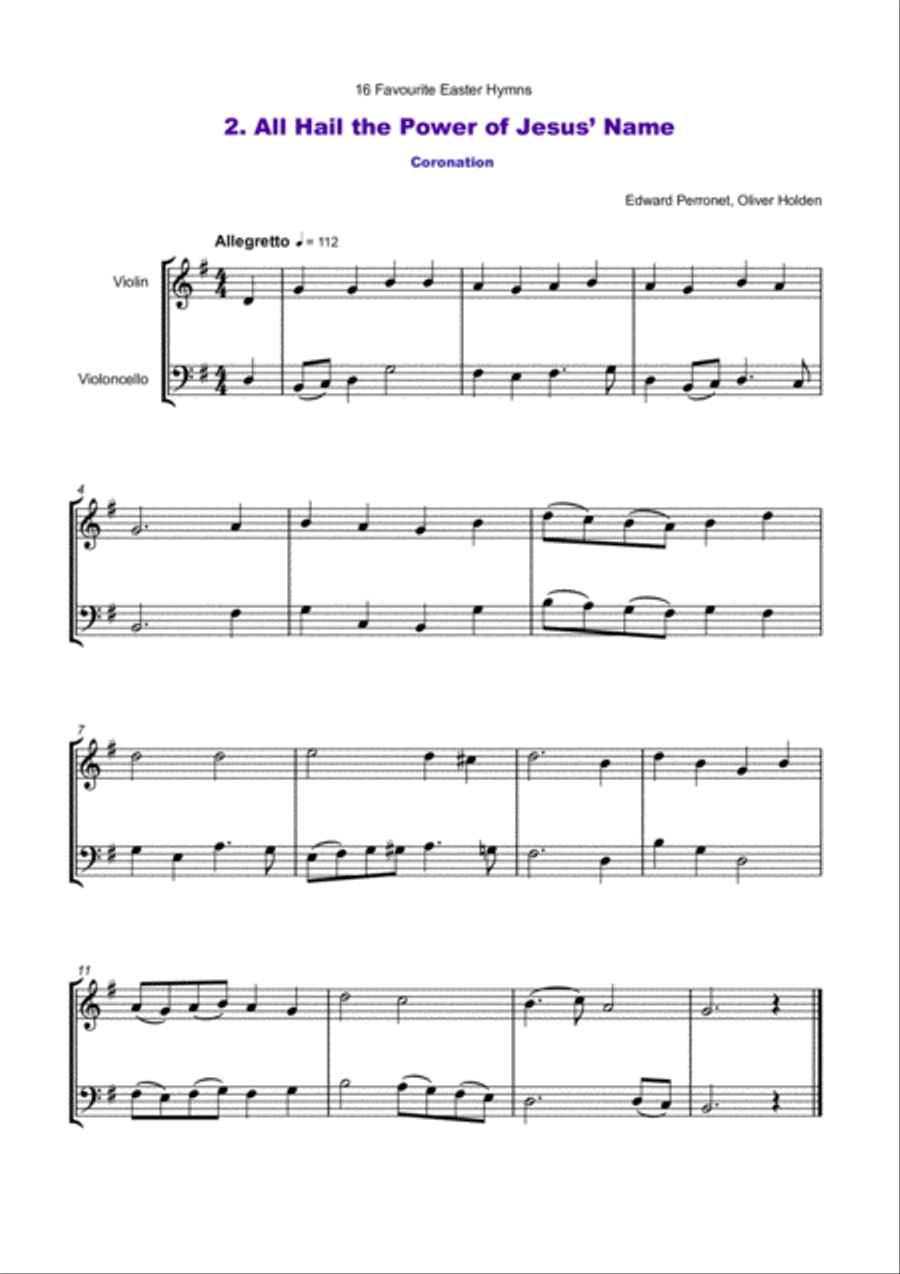16 Favourite Easter Hymns for Violin and Cello Duet String Duet scores gallery preview page 3