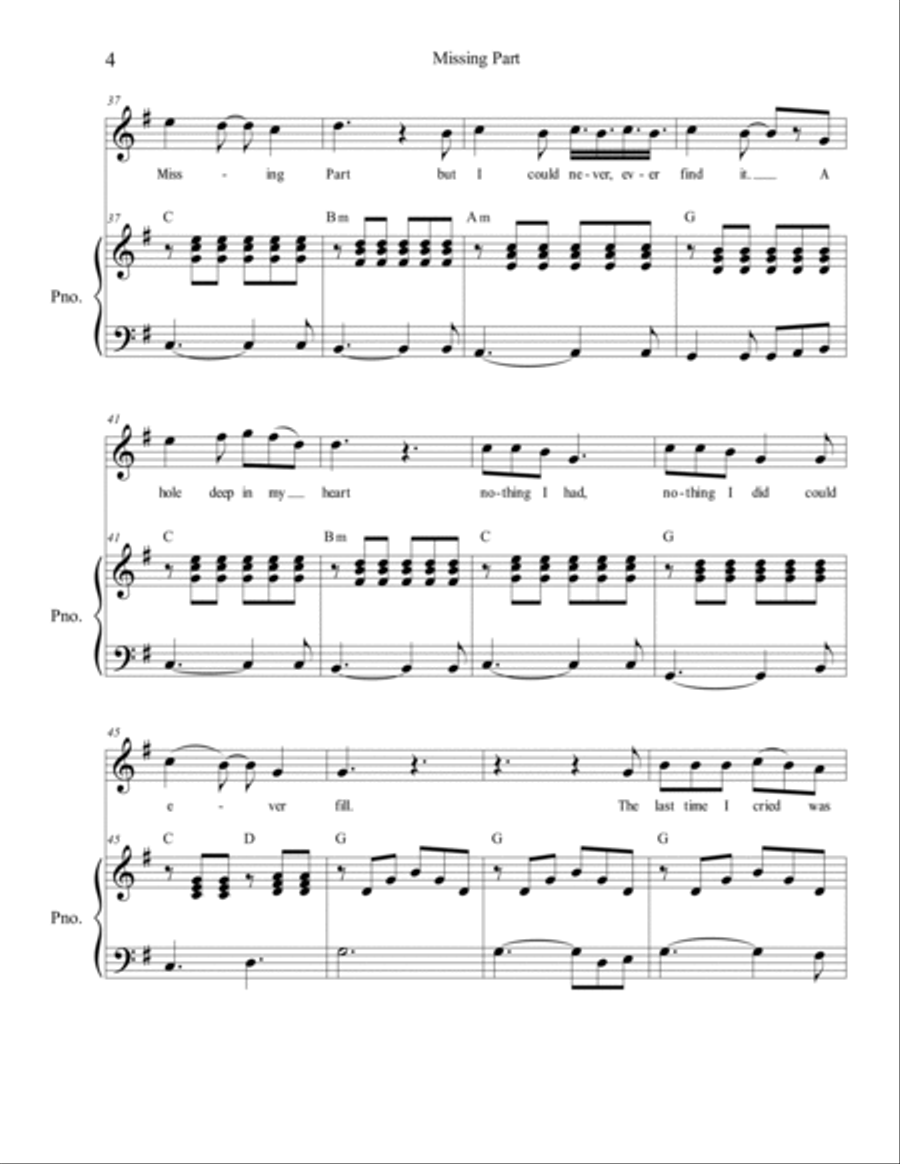 Missing Part Missing Part Piano, Vocal, Guitar scores gallery preview page 6
