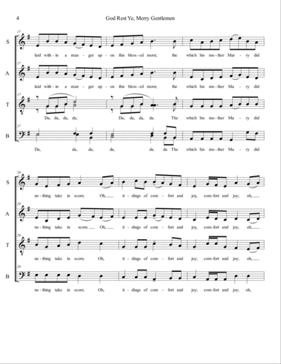 God Rest Ye, Merry Gentlemen 4-Part scores gallery preview page 4