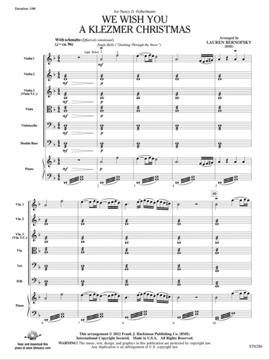 We Wish You a Klezmer Christmas: Score String Orchestra scores gallery preview page 3