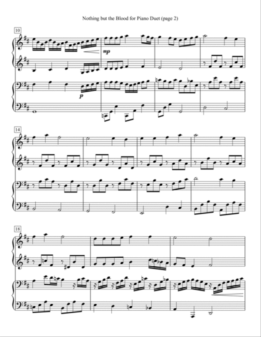 Nothing but the Blood for Piano Duet 1 Piano, 4-Hands scores gallery preview page 2