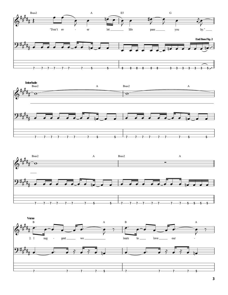Warning Warning Bass Guitar Tablature scores gallery preview page 3