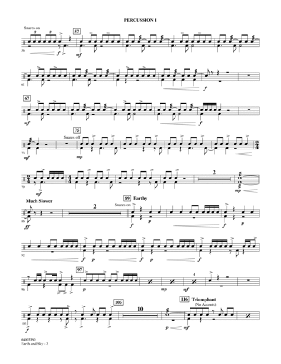 Earth and Sky - Percussion 1 Concert Band scores gallery preview page 2
