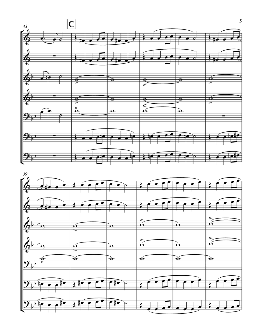 Themes from Rimsky-Korsakoff Wind Quintet for Brass Choir Brass Quintet scores gallery preview page 5