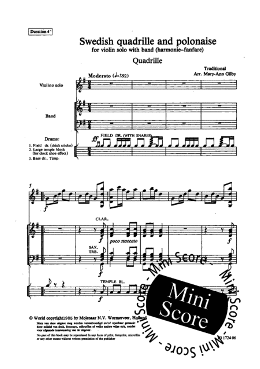 Swedish Quadrille and Polonaise Concert Band scores gallery preview page 4