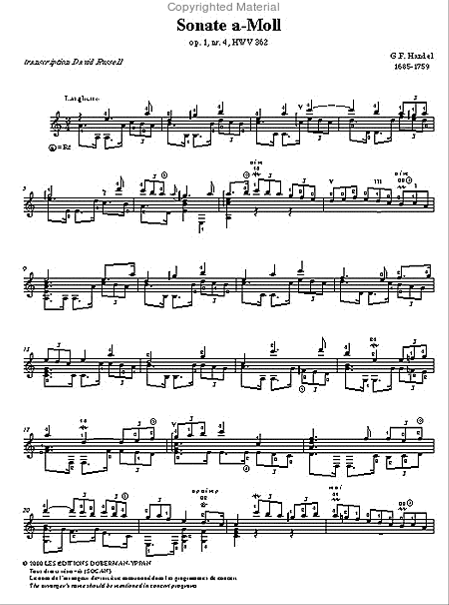 Sonate op. 1 no. 4, HWV 362 Classical Guitar scores gallery preview page 2