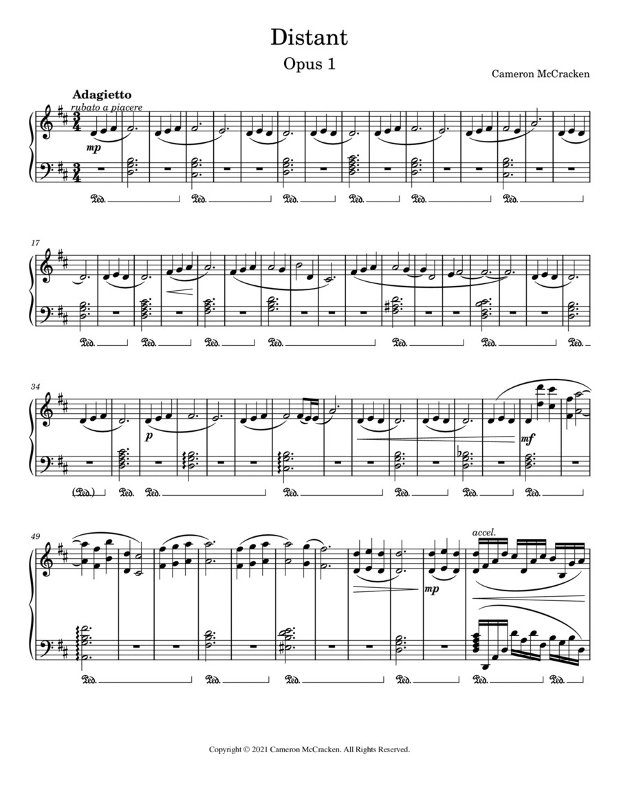 Distant (Op. 1) Piano Solo scores gallery preview page 1