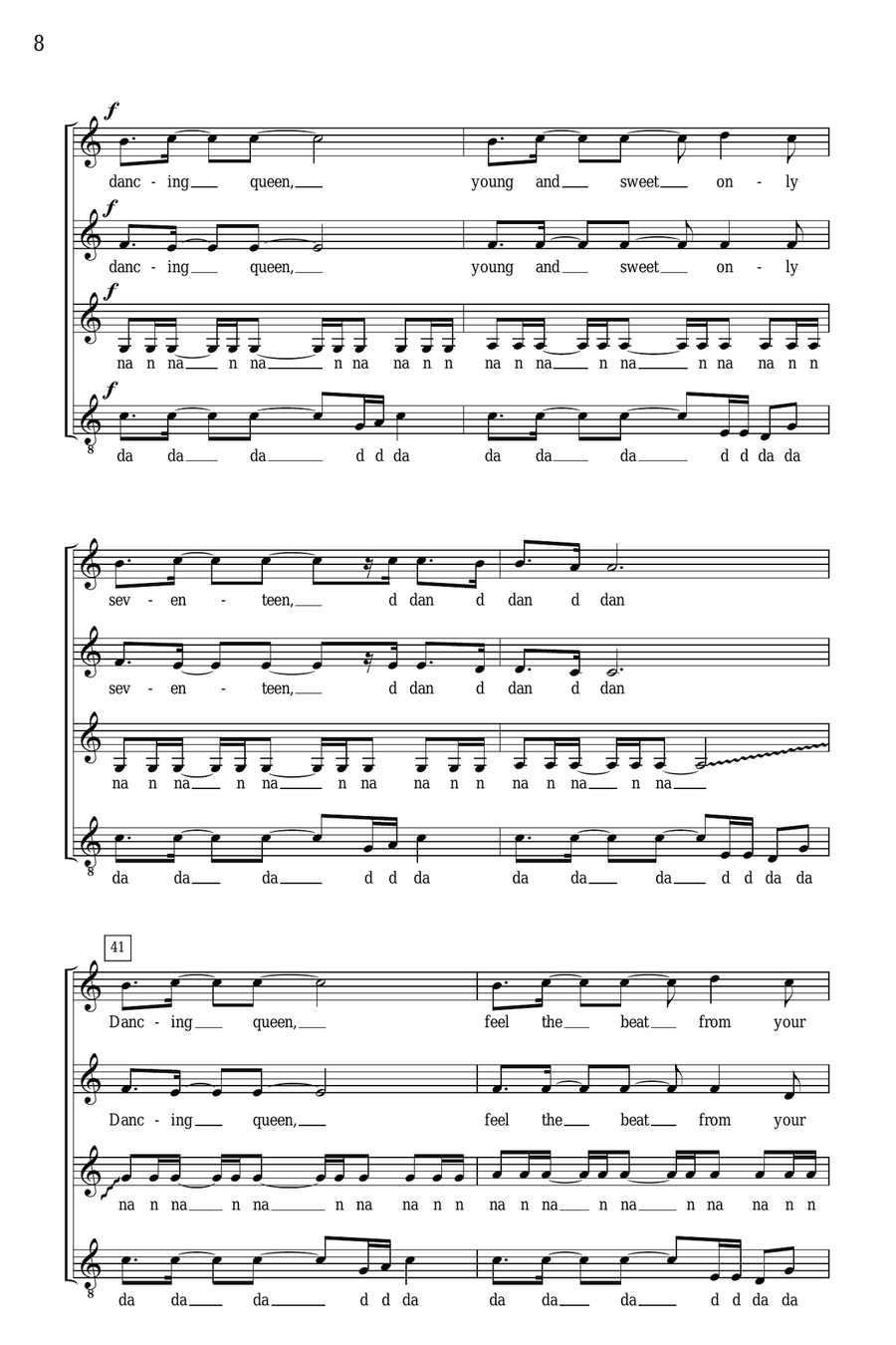 Dancing Queen (arr. Deke Sharon) SSA scores gallery preview page 7