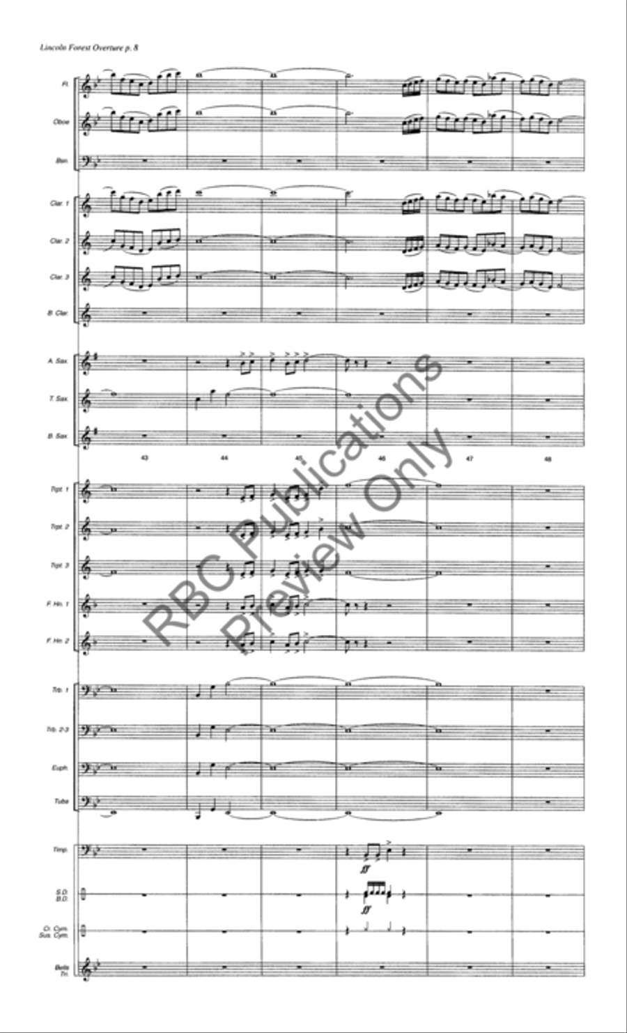 Lincoln Forest Overture (Score) Concert Band scores gallery preview page 11