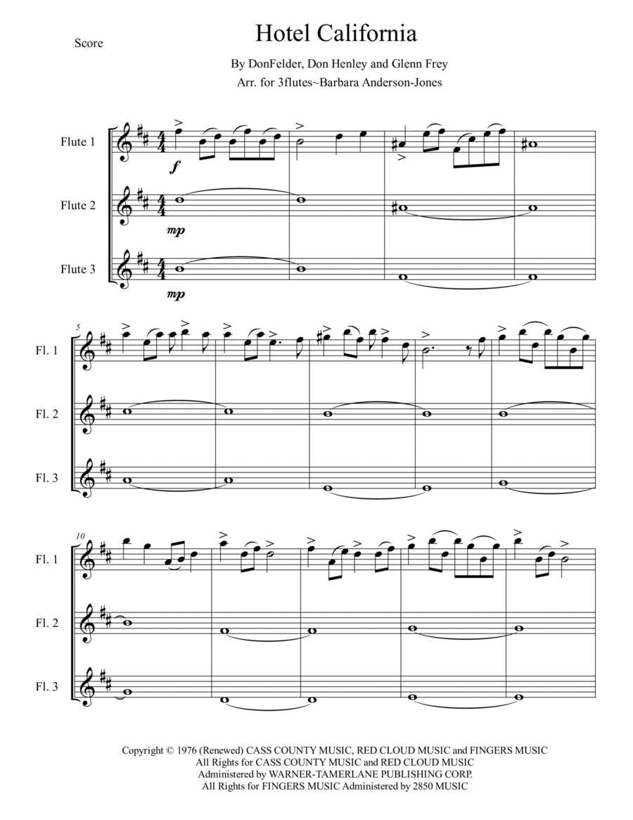 Hotel California - Score Only image number null