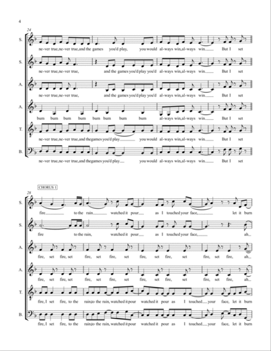 Set Fire To The Rain Divisi scores gallery preview page 5