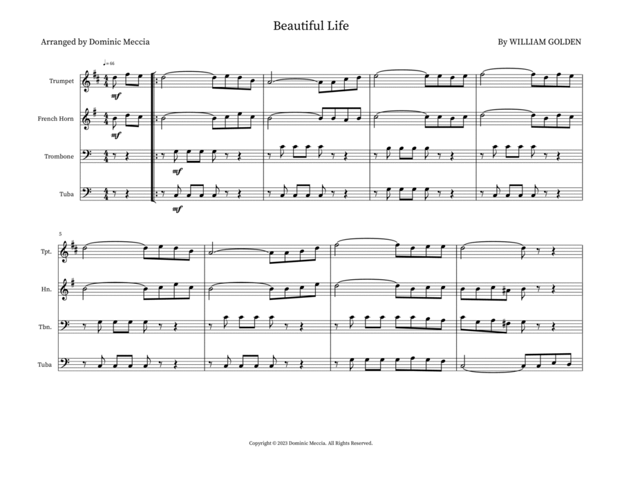 Beautiful Life Small Ensemble scores gallery preview page 1