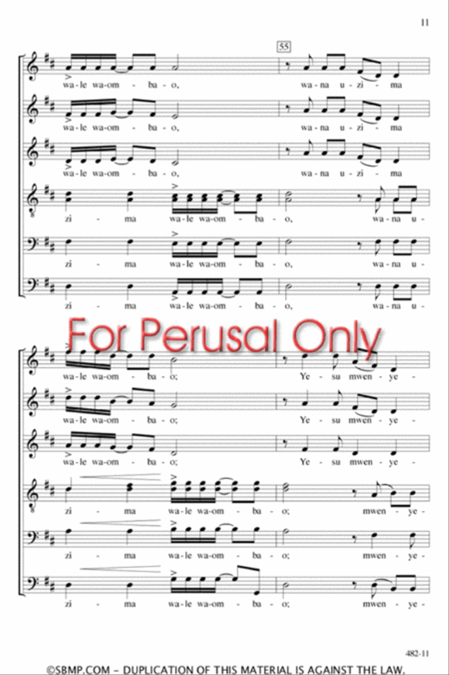 Wana Baraka - SSATBB Octavo A Cappella scores gallery preview page 10