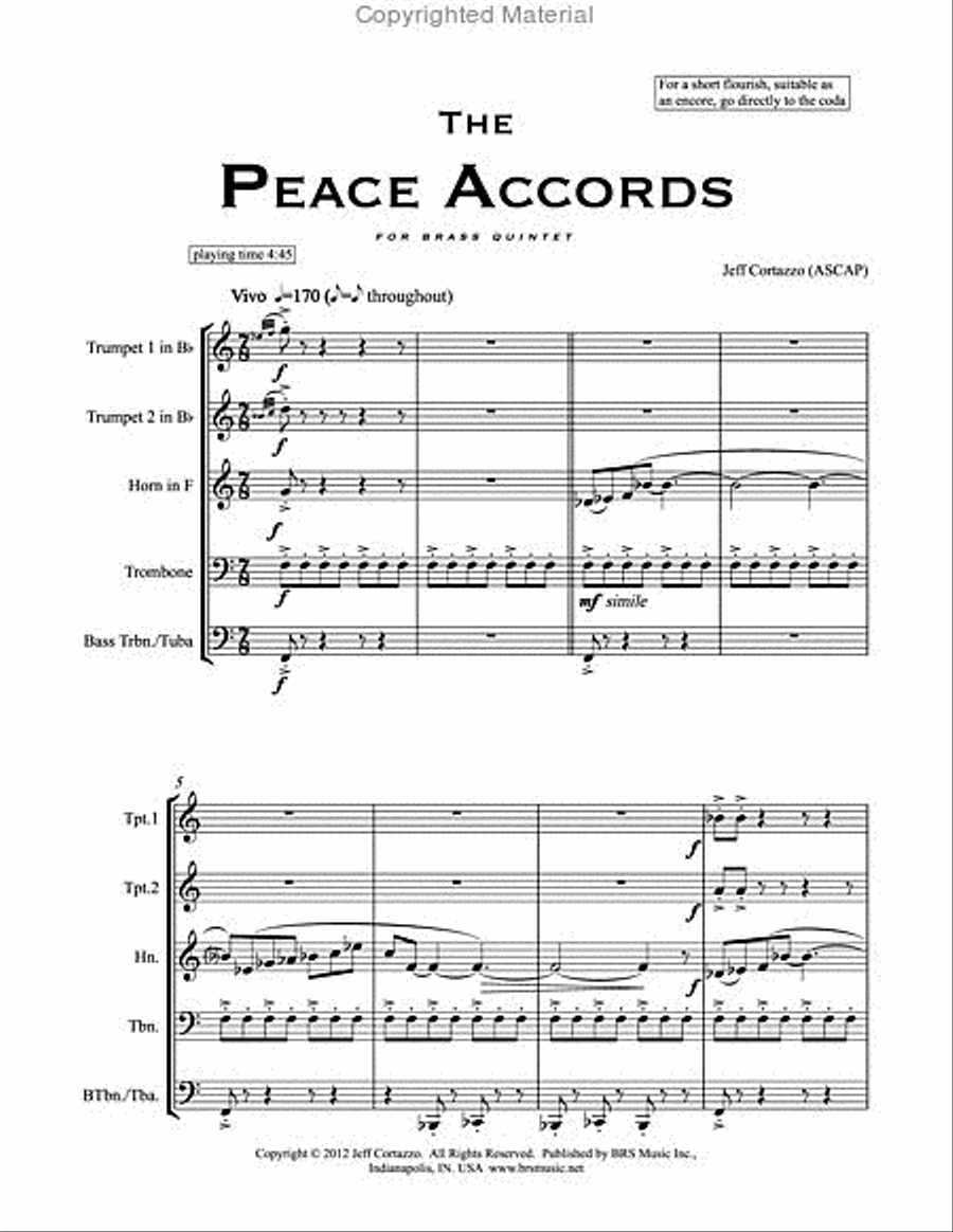 The Peace Accords Brass Quintet scores gallery preview page 2