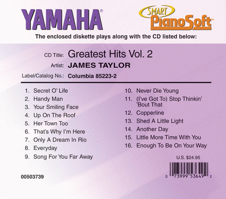 James Taylor - Greatest Hits, Vol. 2 - Piano Software