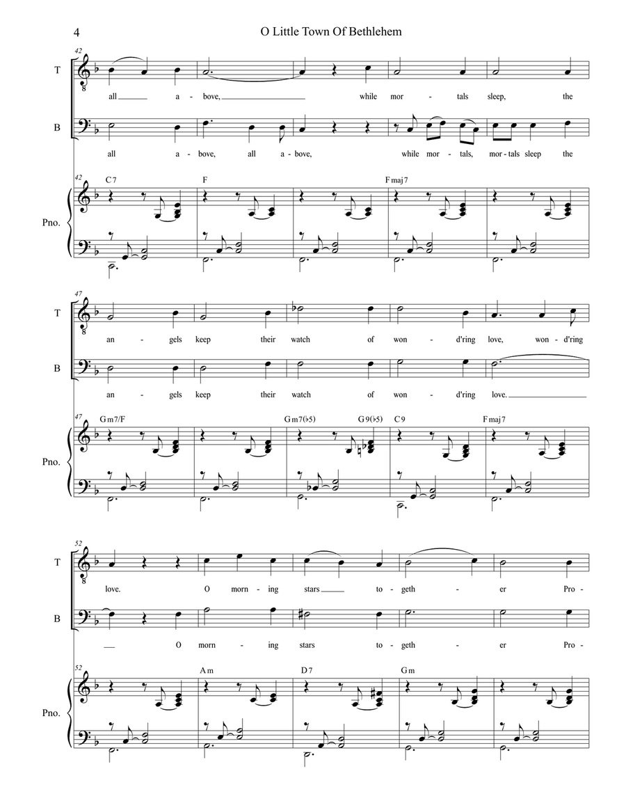 O Little Town Of Bethlehem (for 2-part choir - (TB) TB scores gallery preview page 5