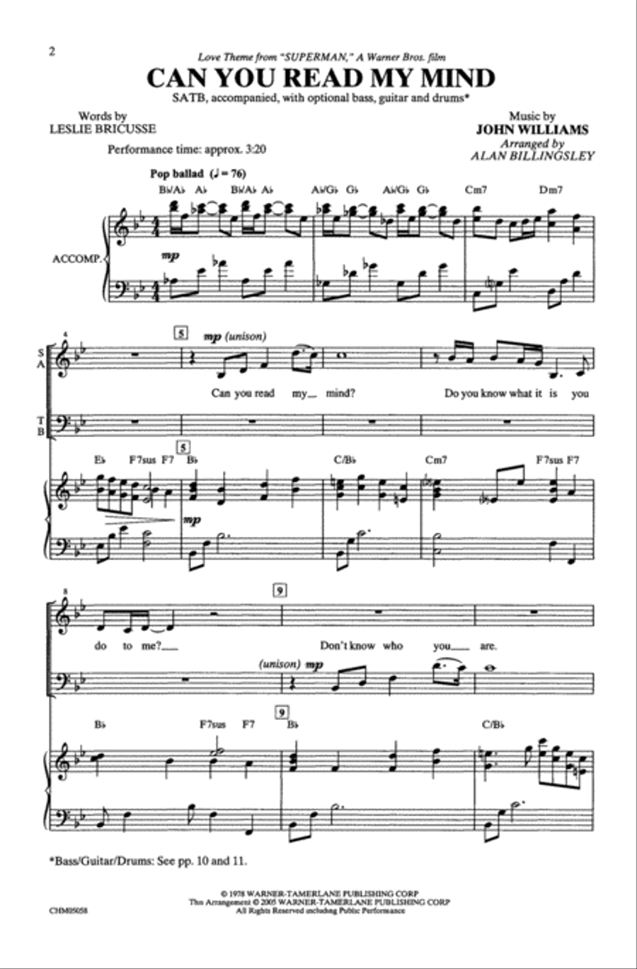 Can You Read My Mind? Can You Read My Mind? 4-Part scores gallery preview page 2